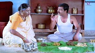 என்ன பாட்டி! முனியாண்டி விலாஸ்ல இருக்குறது எல்லாம் இலையில வச்சிட்டஎல்லாம் உனக்குதான் சாப்புடுய்யா