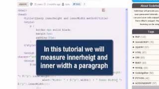 JQUERY Tutorial : jQuery innerHeight and innerWidth method