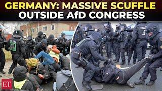 Massive scuffle between German police, protestors outside AfD congress in Riesa