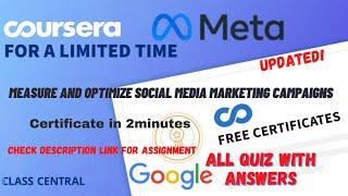 Measure and Optimize Social Media Marketing Campaigns,(week1-4) All Quiz Answers.#coursera #learning