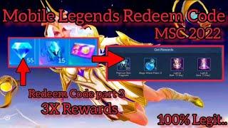 pt.3 - 3 Working ML Redeem Codes June 11, 2022 | MLBB MSC 2022 , long Code for no. 2&3 , No Space po