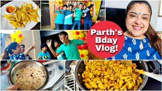 Parth ka Bday aise manaya ghar mein! Cake, Macaroni, Custard, French Fries #vlogs  PV69