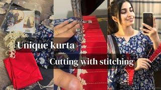 Looks branded kurta design || Beautiful design || self made || cutting with stitching 