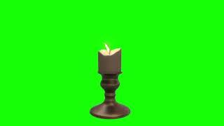 Candle burning green screen. Antique gold CGI candle. Free stock footage