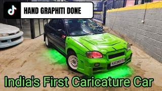 AMAZING LOOKING INDIA'S HAND GRAPHITI DONE CAR |  OLD BALENO | PREMIUM CAR PAINTING IN BANGALORE