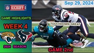 Houston Texans vs Jacksonville Jaguars 2nd QTR GAME Sep 29, 2024 WEEK 4 | NFL Highlights Today