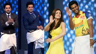 Glamorous Shruti Haasan Teaching Vishal, Riteish Deshmukh & Ayushmann Dance in Hot Rajinikanth Style