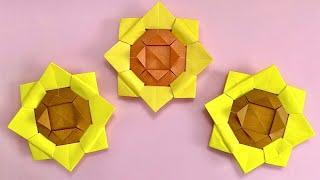 折り紙 簡単 可愛い ひまわり 向日葵 折り方 Origami Sunflower Paper Craft DIY 종이접기 해바라기 折纸 摺紙  دوار الشمس الأوريغامي 花