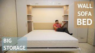 Wallbed with sofa, big table and storage. Smart furniture. Expand your space.