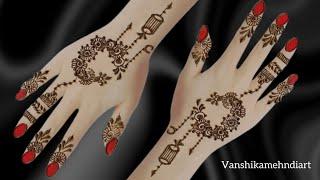 Chand mehndi design | eid special simple mehndi design | back hand eid 2025 mehndi design | eid 2025