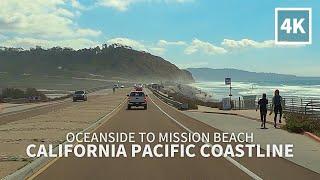 [Full Version] Driving California Pacific Coastline from Oceanside to Mission Beach, San Diego, 4K