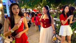 Christmas in Phnom Penh City 2024 - Cambodia Walking Tour 4K