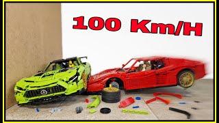 Ferrari VS Mercedes CRASH!!!  100 Km/H Lego Technic Car CRASH Test