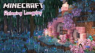 Minecraft Longplay | Cozy Rainy Hobbit Hole & Exploring (no commentary)