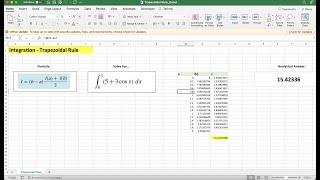 Trapezoidal Rule for Integration in Excel - Numerical Methods