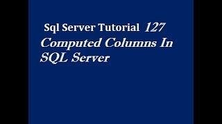 Computed Columns In SQL Server