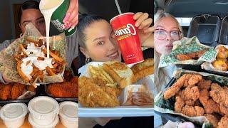 TIKTOK Mukbang Compilation | Wingstop, Cane's, Dave's Hot Chicken, Sushi, Tacos & More!