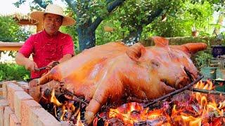 GAINT PIG Roasted for Half Day! Treat My Followers With The Best Dish!  | Uncle Rural Gourmet