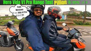 Vida V1 Pro Range Test With Pillion  ️  Pune Monsoon में Vida कैसी चल रही है? @vidadotworld