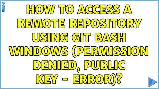 How to access a remote repository using git bash windows (permission denied, public key - error)?