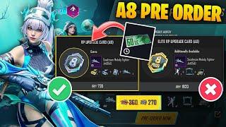 BGMI PRE ORDER PERKS EVENT / A8 ROYAL PASS PRE ORDER / A8 1 TO 100 RP REWARDS