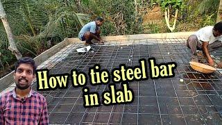 വീടിന് കബി കെട്ടു ബോൾ/How to make Crank bar in slab/ how to tie steel bar in  slab/