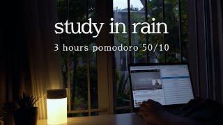 ️ 3hr STUDY WITH MEㅣpomodoro 50/10 | rain sound for study