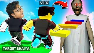 GRANNY TRIED TO CATCH TARGET BHAIYA and VEER in ROBLOX PARKOUR RACE