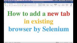 How to add a new tab on existing browser by Selenium