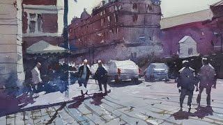 Paint with ONLY 3 colors! - @timwilmot Watercolor Demo - London Street Scene