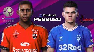 PES 2020 FACES REAIS LADBROKES PREMIERSHIP [LIGA ESCOCESA]/ DOMINO'S LIGUE 2 [2° DIV. FRANCESA]