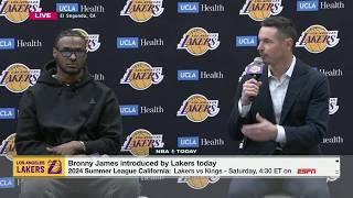 Bronny James and Dalton Knecht introduced as Los Angeles Lakers  | NBA Today