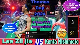 Impossible ‼️Lee Zii jia(MAS) MENGGANAS Melawan Kenta NISHIMOTO(JPN) Di THOMAS CUP 2024‼️