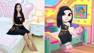 Imitate Angela in the Bedroom - My Talking Angela 2 In Real Life