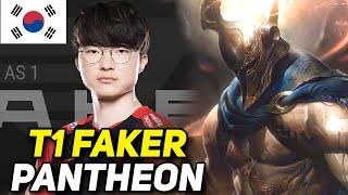 Faker 1V9 CARRY Pantheon Mid In CHALLENGER KOREAN SOLOQ!