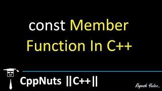 Const Member Function In C++