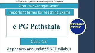 e-PG Pathshala | Clear your concepts series!