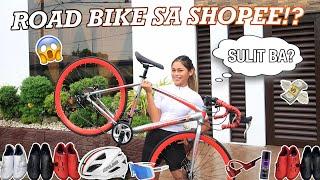 BUMILI AKO NG ROAD BIKE SA SHOPEE  (ANG MURA!) + BIKE ITEMS HAUL by Aira Lopez