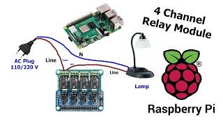 Raspberry Pi 4 with  4 Channel 5A 250V AC / 30V DC Compatible 40Pin Relay Board