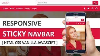 Create A Responsive Sticky Navbar [ HTML5 CSS3 Vanilla JS ]