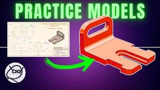 2D Drawing to 3D CAD - PRACTICE MODEL- Exercises for Onshape, SolidWorks, Fusion360 - CLICK BRACKET