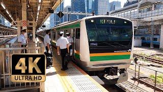 【4K Train View】JR Tokyo-Ueno Line from Yokohama to Tokyo, Japan 運転士の入替りが面白い東京上野ライン　横浜→東京