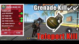 FreeFire Grenade Kill Hack+Teleport+Auto Headshot Mod Menu || United Mods || SGH GAMER