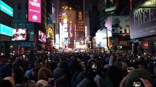 Fireworks in Times Square Ball Drop 2018 in  New York City - Happy New Year 2018