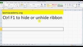 Excel shortcut key to hide or unhide ribbon