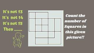 Count the Number of squares in this Given Picture! Square Count Puzzle! How Many Squares Puzzle?