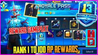 SEASON 13 ROYAL PASS 1 TO 100 RP REWARDS (GAMEPLAY) | 100RP OUTFIT FIRST LOOK - PUBG MOBILE