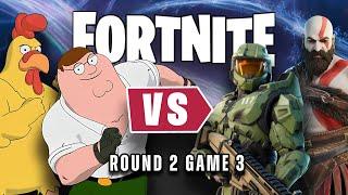 Peter Griffin & Chicken vs Master Chief & Kratos in Fortnite | Round 2 - Game 3