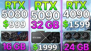 RTX 5080 vs RTX 5090 vs RTX 4090 - Test in 10 Games | 4K