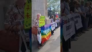 Thousands form human chain around UK parliament to protest arms sales to Israel